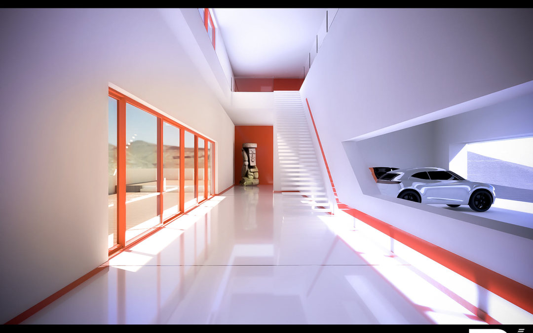 Visualisierung einer offenen Villa am Nürburgring