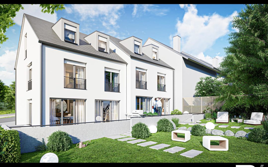 3D Architekturvisualisierung zweier Reihenhäuser in Baden-Württemberg